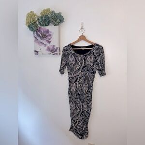 Nordstrom A Pea in a Pod ruched maternity dress Midi-  small PTP 16.5inch